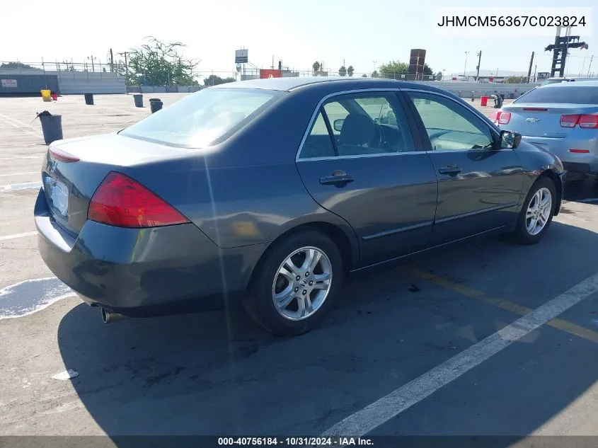 2007 Honda Accord 2.4 Se VIN: JHMCM56367C023824 Lot: 40756184