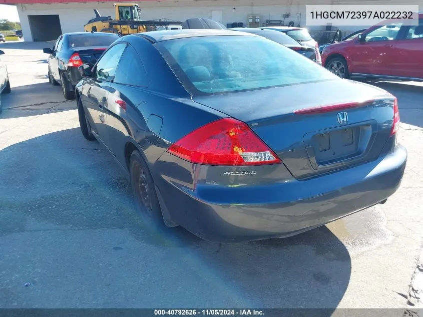 2007 Honda Accord 2.4 Lx VIN: 1HGCM72397A022232 Lot: 40792626