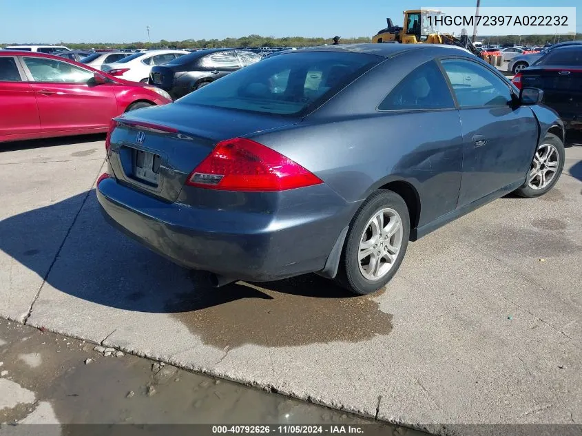 2007 Honda Accord 2.4 Lx VIN: 1HGCM72397A022232 Lot: 40792626