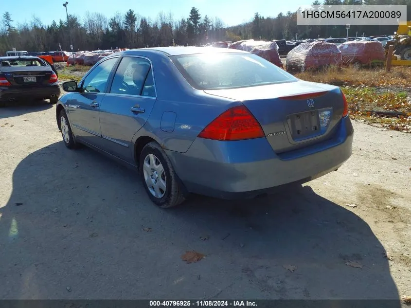 2007 Honda Accord 2.4 Lx VIN: 1HGCM56417A200089 Lot: 40796925