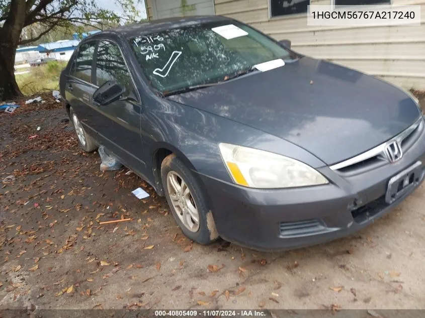 1HGCM56767A217240 2007 Honda Accord 2.4 Ex