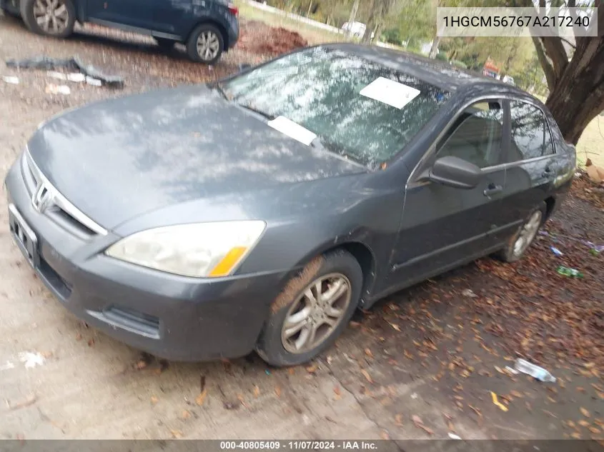 1HGCM56767A217240 2007 Honda Accord 2.4 Ex