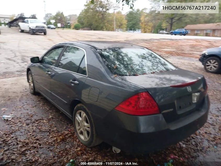 1HGCM56767A217240 2007 Honda Accord 2.4 Ex