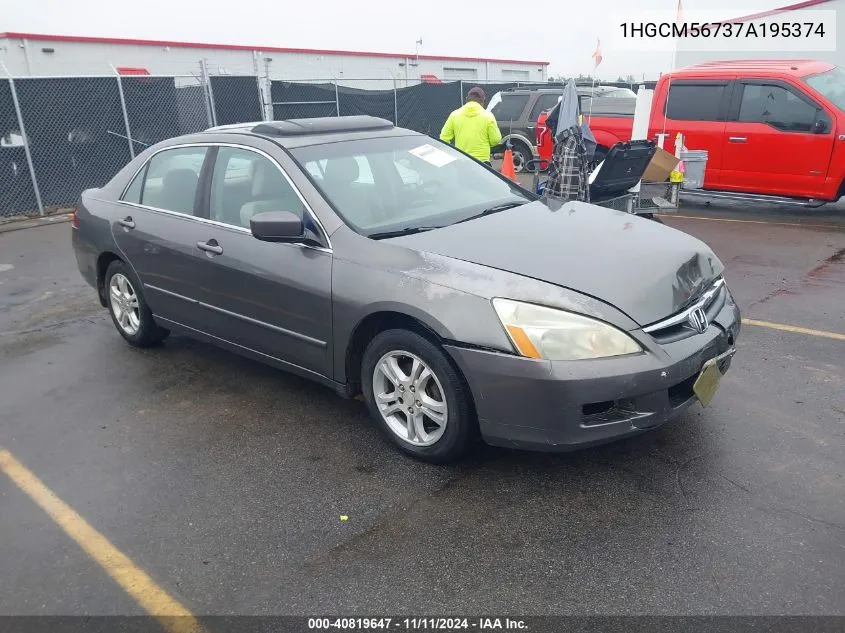 2007 Honda Accord 2.4 Ex VIN: 1HGCM56737A195374 Lot: 40819647