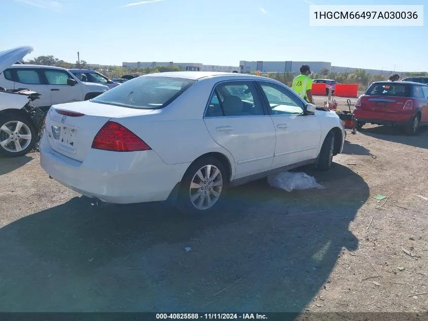 2007 Honda Accord 3.0 Se VIN: 1HGCM66497A030036 Lot: 40825588