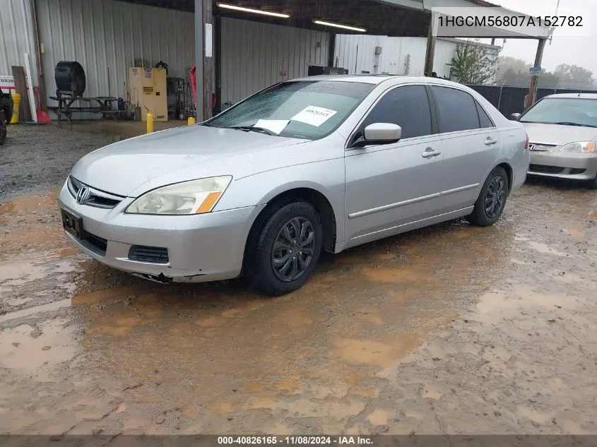 2007 Honda Accord 2.4 Ex VIN: 1HGCM56807A152782 Lot: 40826165