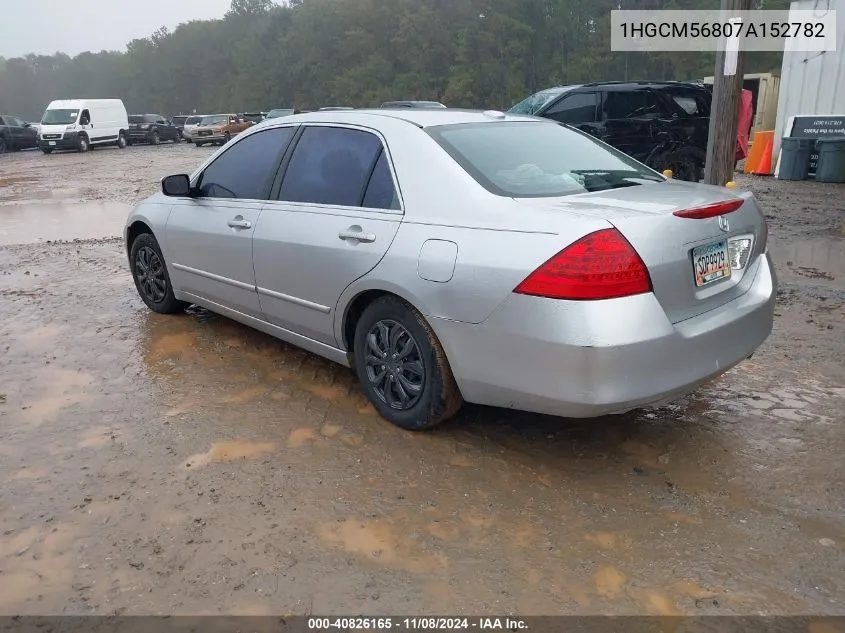 2007 Honda Accord 2.4 Ex VIN: 1HGCM56807A152782 Lot: 40826165