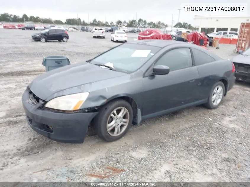 2007 Honda Accord 2.4 Lx VIN: 1HGCM72317A008017 Lot: 40829412