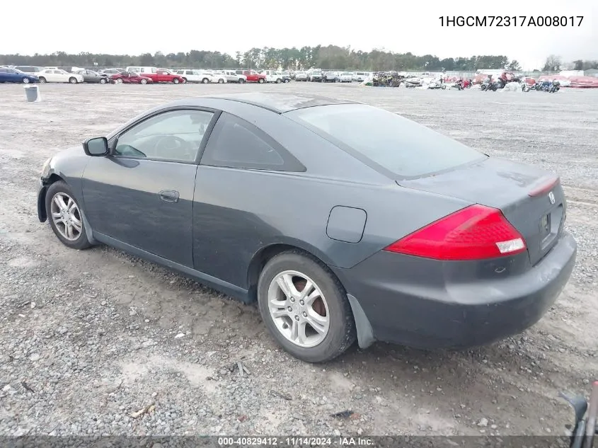 2007 Honda Accord 2.4 Lx VIN: 1HGCM72317A008017 Lot: 40829412