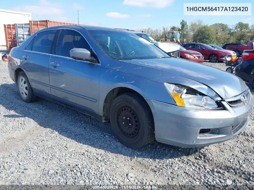 2007 Honda Accord 2.4 Lx VIN: 1HGCM56417A123420 Lot: 40829824