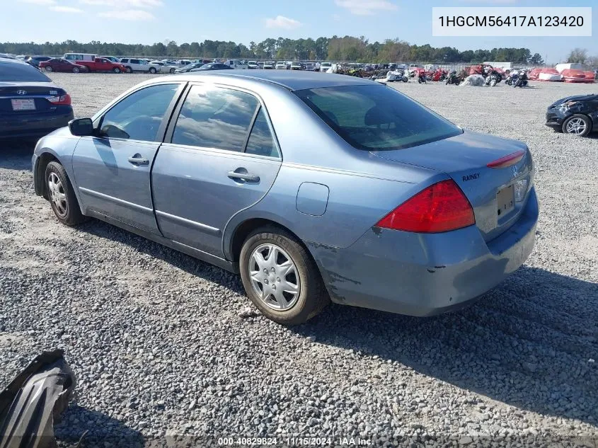 2007 Honda Accord 2.4 Lx VIN: 1HGCM56417A123420 Lot: 40829824