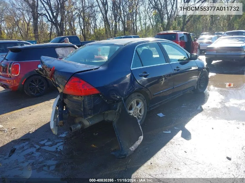 2007 Honda Accord 2.4 Se VIN: 1HGCM55377A011732 Lot: 40830395