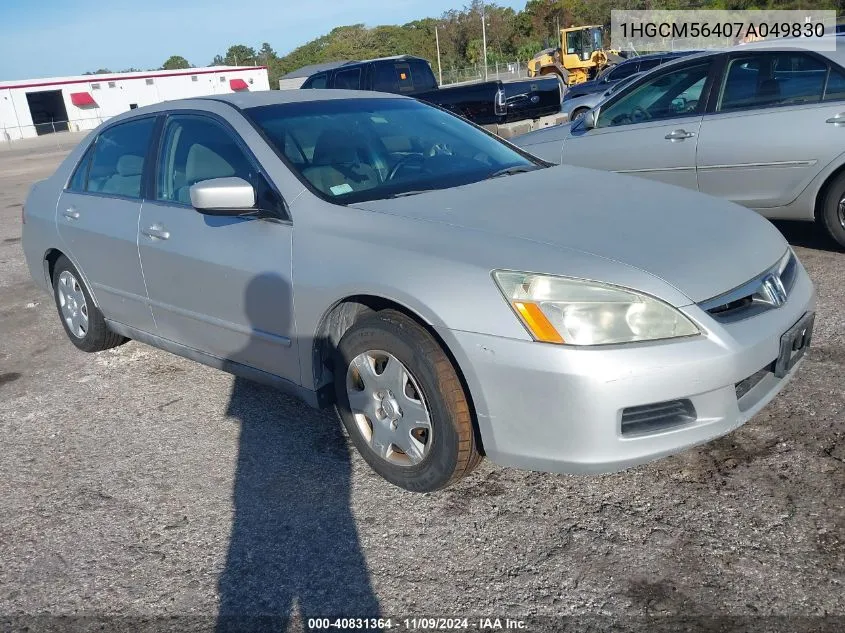 2007 Honda Accord 2.4 Lx VIN: 1HGCM56407A049830 Lot: 40831364