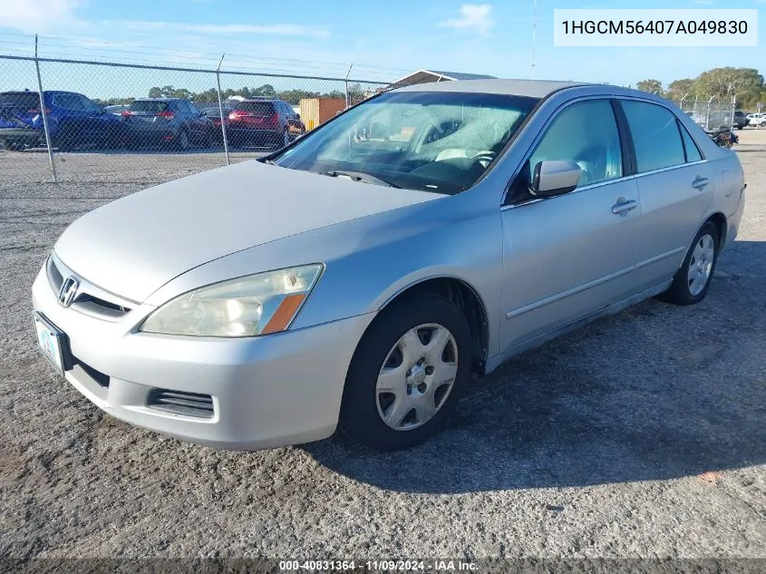 2007 Honda Accord 2.4 Lx VIN: 1HGCM56407A049830 Lot: 40831364