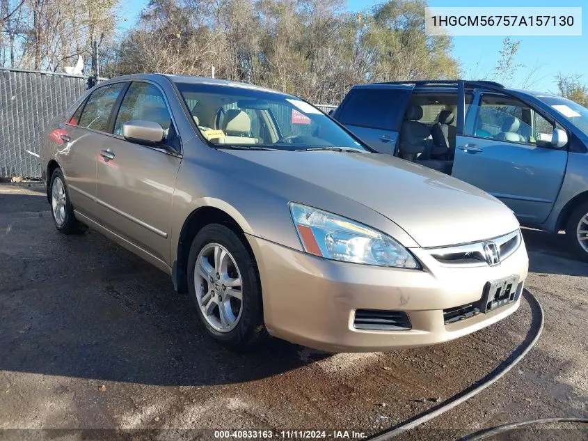 2007 Honda Accord 2.4 Ex VIN: 1HGCM56757A157130 Lot: 40833163