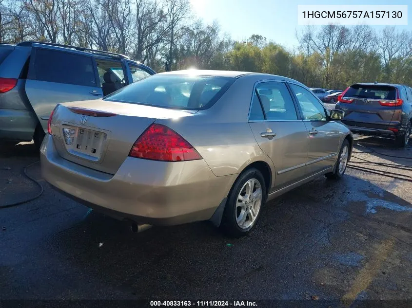 2007 Honda Accord 2.4 Ex VIN: 1HGCM56757A157130 Lot: 40833163