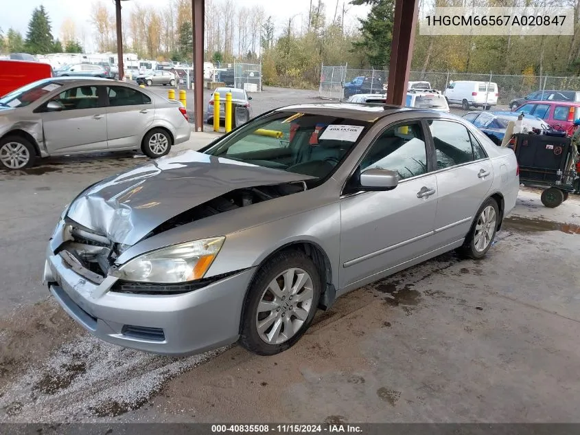 2007 Honda Accord 3.0 Ex VIN: 1HGCM66567A020847 Lot: 40835508