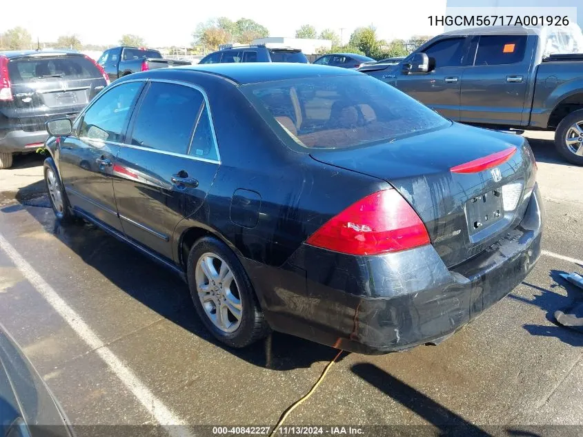 2007 Honda Accord 2.4 Ex VIN: 1HGCM56717A001926 Lot: 40842227