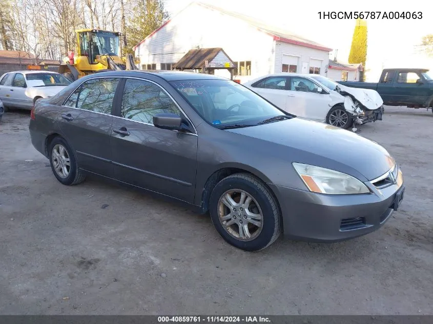 2007 Honda Accord 2.4 Ex VIN: 1HGCM56787A004063 Lot: 40859761