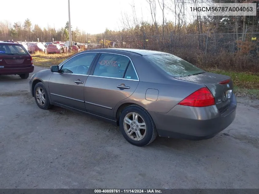 2007 Honda Accord 2.4 Ex VIN: 1HGCM56787A004063 Lot: 40859761