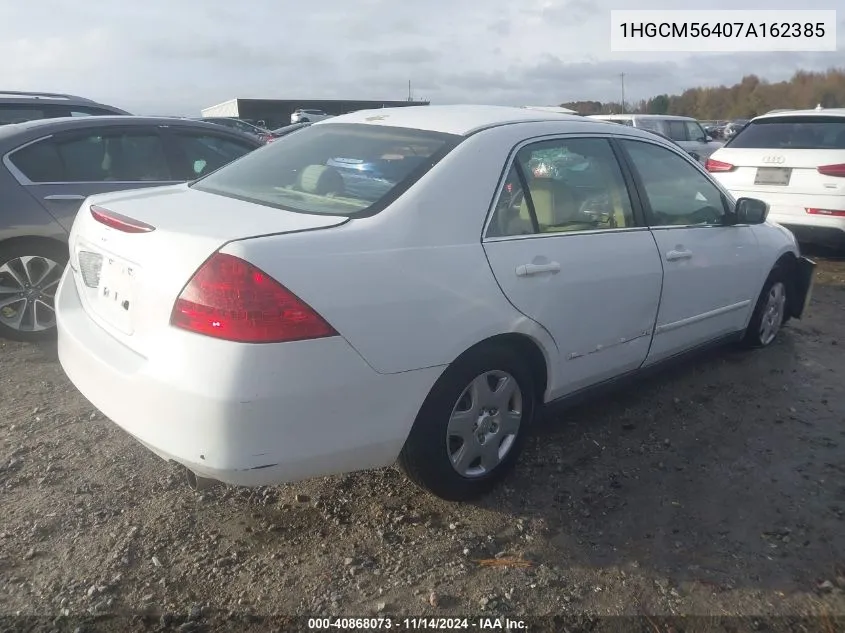 2007 Honda Accord 2.4 Lx VIN: 1HGCM56407A162385 Lot: 40868073