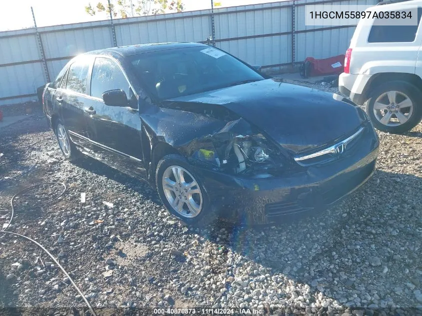 2007 Honda Accord 2.4 Ex VIN: 1HGCM55897A035834 Lot: 40870873