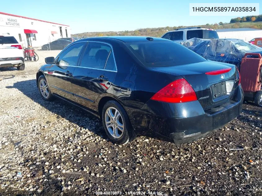 2007 Honda Accord 2.4 Ex VIN: 1HGCM55897A035834 Lot: 40870873