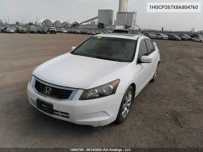 2008 Honda Accord Sdn VIN: 1HGCP267X8A804760 Lot: 12062788