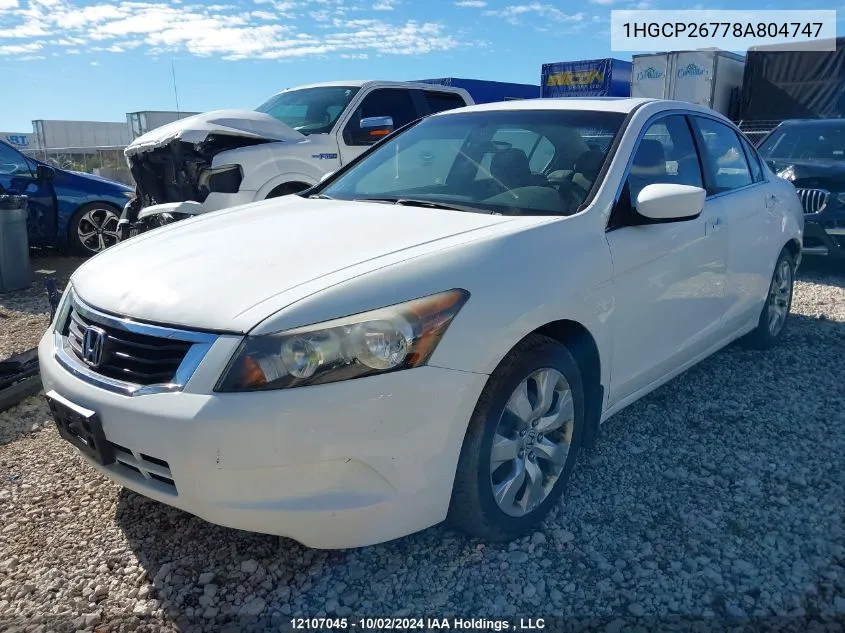 2008 Honda Accord Ex VIN: 1HGCP26778A804747 Lot: 12107045