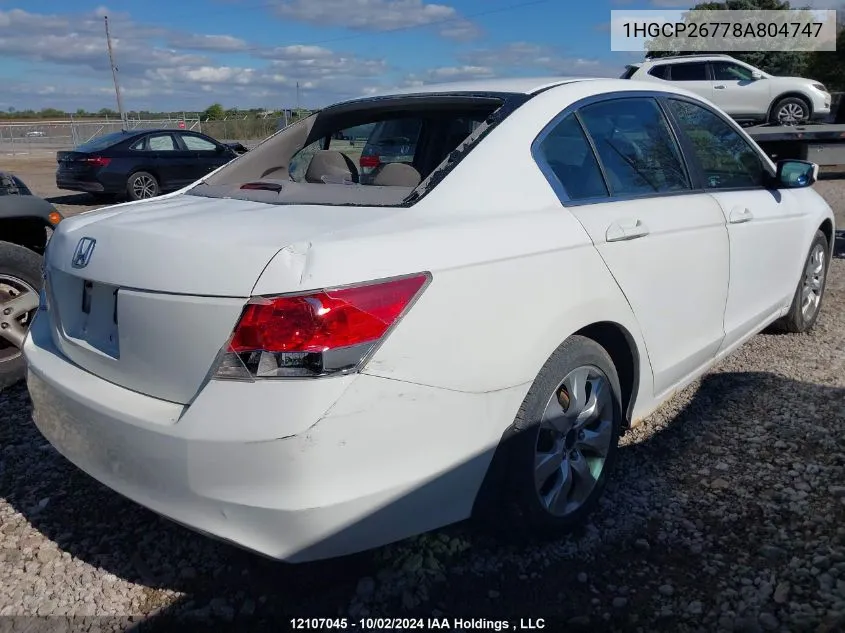 2008 Honda Accord Ex VIN: 1HGCP26778A804747 Lot: 12107045