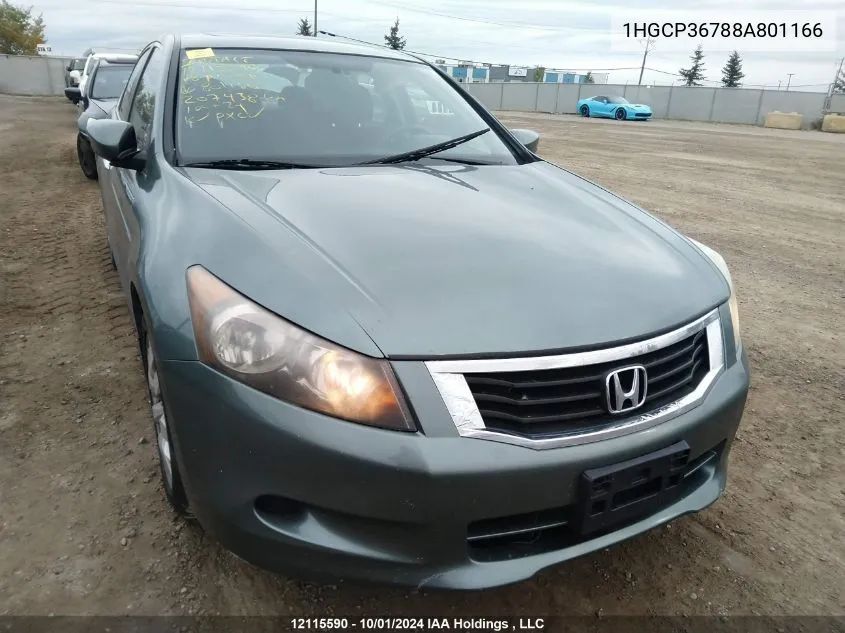 2008 Honda Accord Sdn VIN: 1HGCP36788A801166 Lot: 12115590