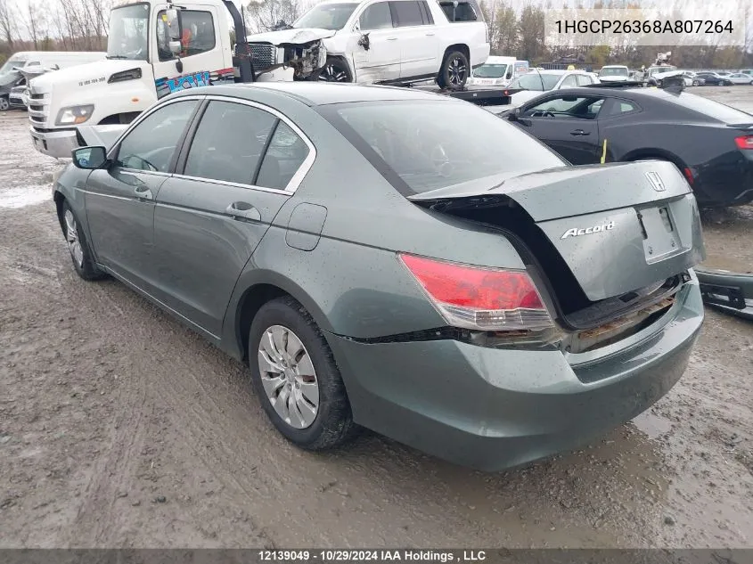 2008 Honda Accord Sdn VIN: 1HGCP26368A807264 Lot: 12139049