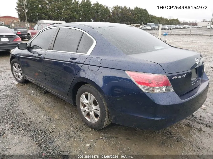 2008 Honda Accord 2.4 Lx-P VIN: 1HGCP26498A154972 Lot: 38915476