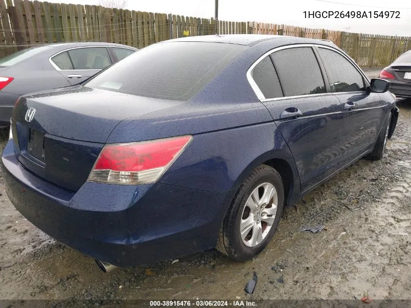 2008 Honda Accord 2.4 Lx-P VIN: 1HGCP26498A154972 Lot: 38915476