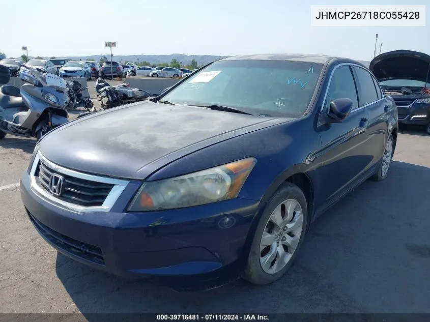 2008 Honda Accord 2.4 Ex VIN: JHMCP26718C055428 Lot: 39716481