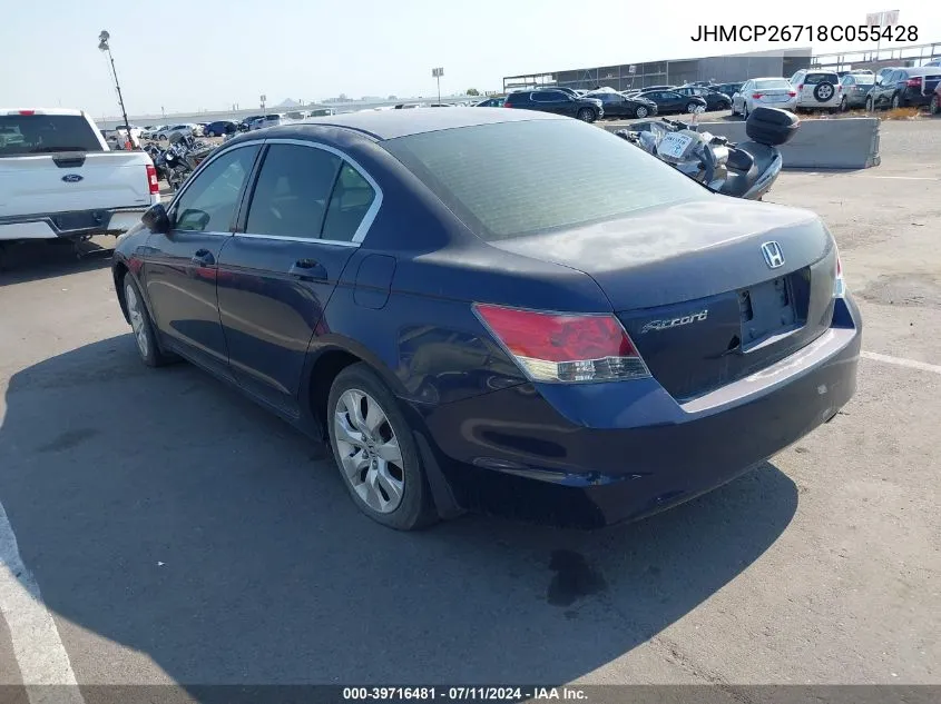 2008 Honda Accord 2.4 Ex VIN: JHMCP26718C055428 Lot: 39716481