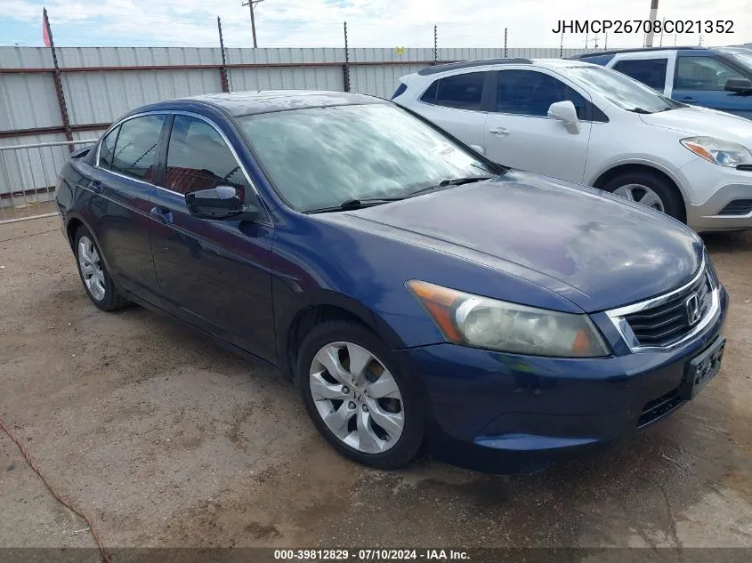 2008 Honda Accord 2.4 Ex VIN: JHMCP26708C021352 Lot: 39812829