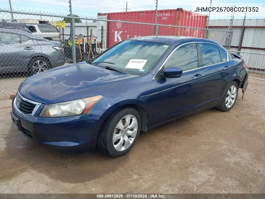 2008 Honda Accord 2.4 Ex VIN: JHMCP26708C021352 Lot: 39812829