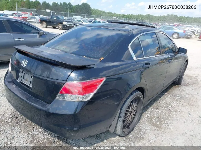 2008 Honda Accord 2.4 Ex VIN: JHMCP26788C038206 Lot: 39996803