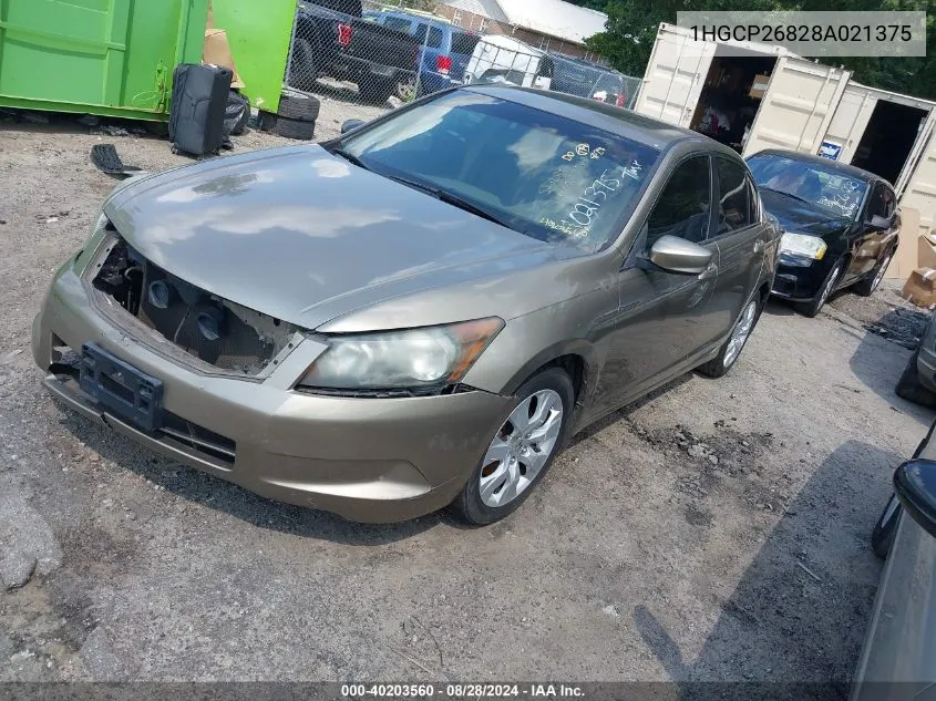 2008 Honda Accord 2.4 Ex-L VIN: 1HGCP26828A021375 Lot: 40203560