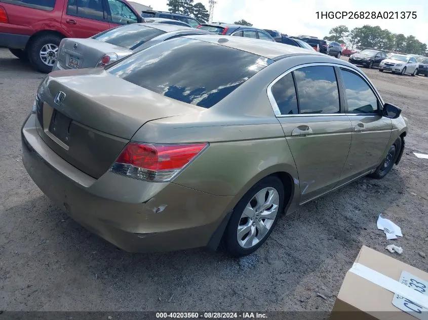 2008 Honda Accord 2.4 Ex-L VIN: 1HGCP26828A021375 Lot: 40203560