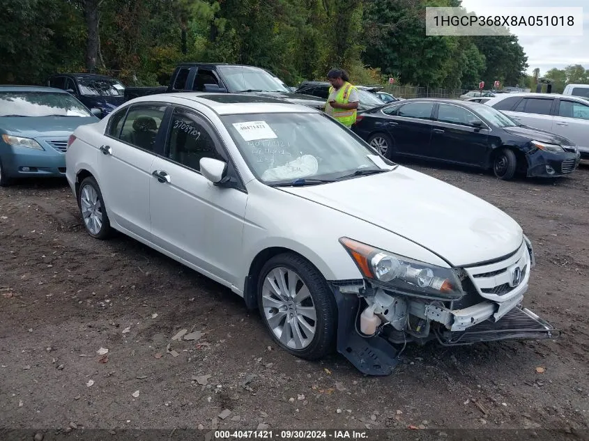 2008 Honda Accord 3.5 Ex-L VIN: 1HGCP368X8A051018 Lot: 40471421