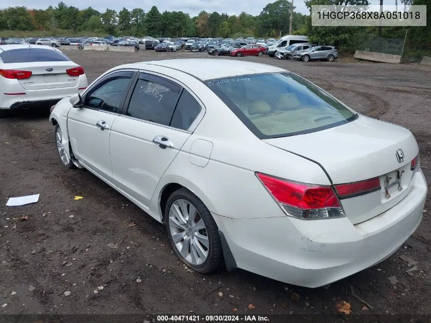 2008 Honda Accord 3.5 Ex-L VIN: 1HGCP368X8A051018 Lot: 40471421