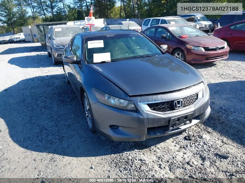 1HGCS12378A027188 2008 Honda Accord 2.4 Lx-S