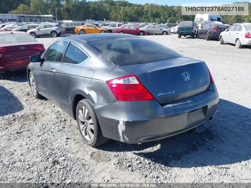 1HGCS12378A027188 2008 Honda Accord 2.4 Lx-S