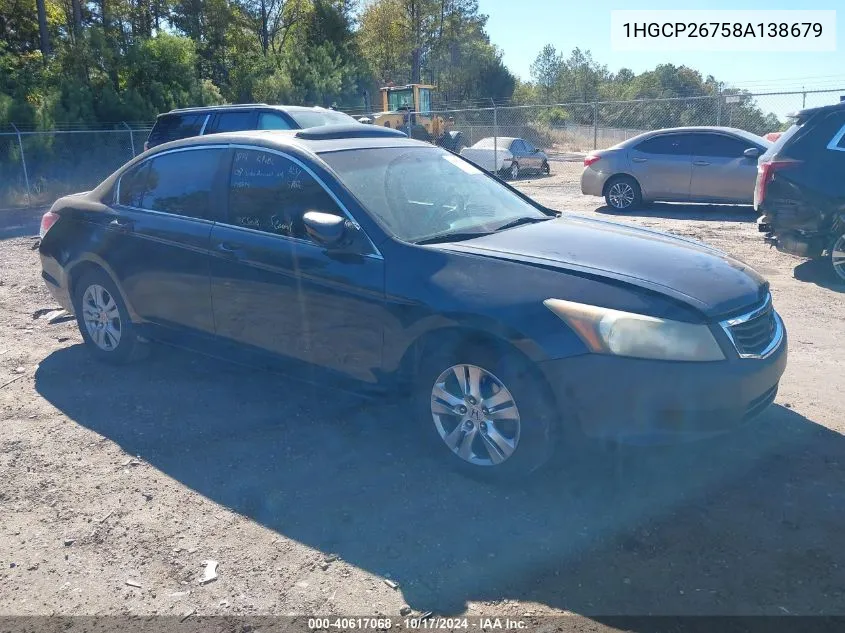 2008 Honda Accord 2.4 Ex VIN: 1HGCP26758A138679 Lot: 40617068