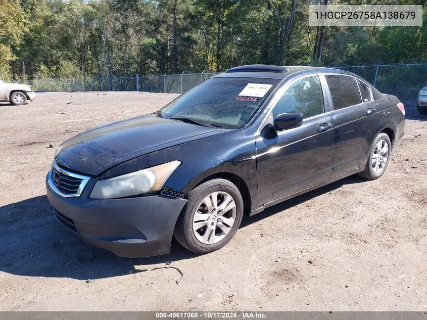 2008 Honda Accord 2.4 Ex VIN: 1HGCP26758A138679 Lot: 40617068