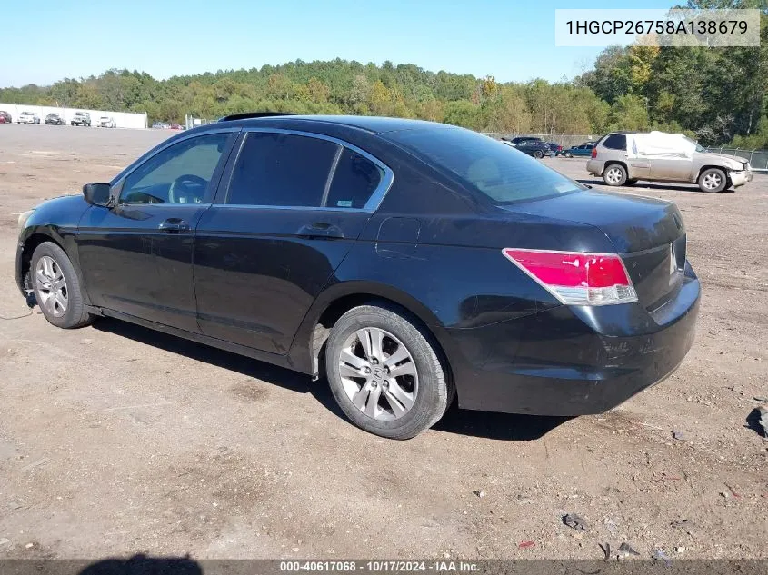 2008 Honda Accord 2.4 Ex VIN: 1HGCP26758A138679 Lot: 40617068