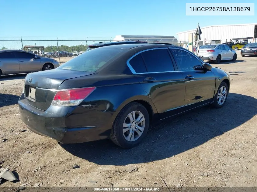 2008 Honda Accord 2.4 Ex VIN: 1HGCP26758A138679 Lot: 40617068