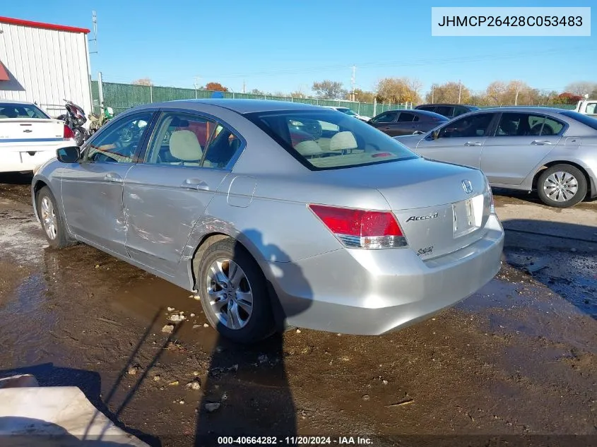 2008 Honda Accord 2.4 Lx-P VIN: JHMCP26428C053483 Lot: 40664282